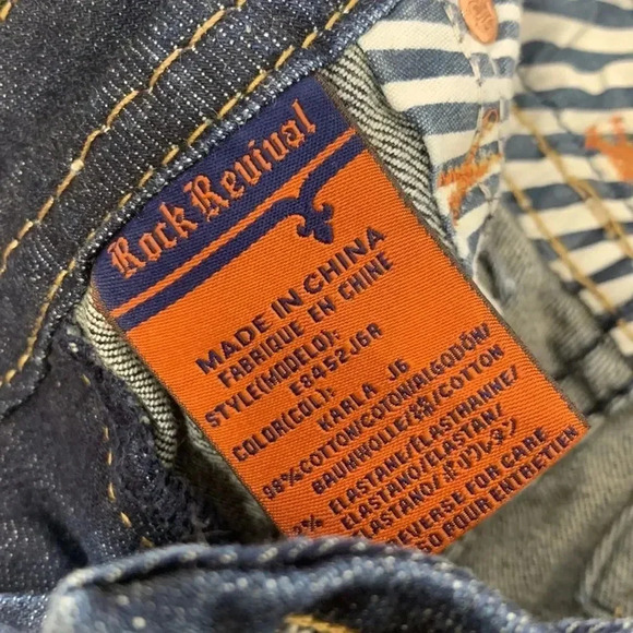 Rock Revival Jeans Karla Straight Leg Stretch Denim Jean Dark Wash Jeweled 25 - Picture 9 of 9